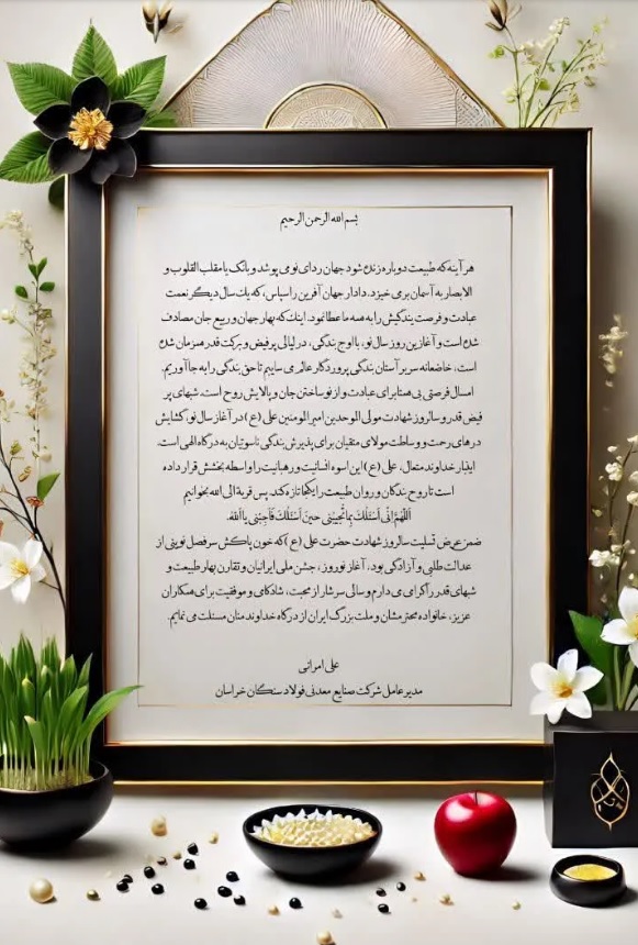 پیام نوروزی علی امرایی، مدیرعامل شرکت فولاد سنگان